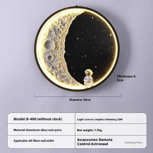Modern Moon Wall Lamp with Decorative Clock Option