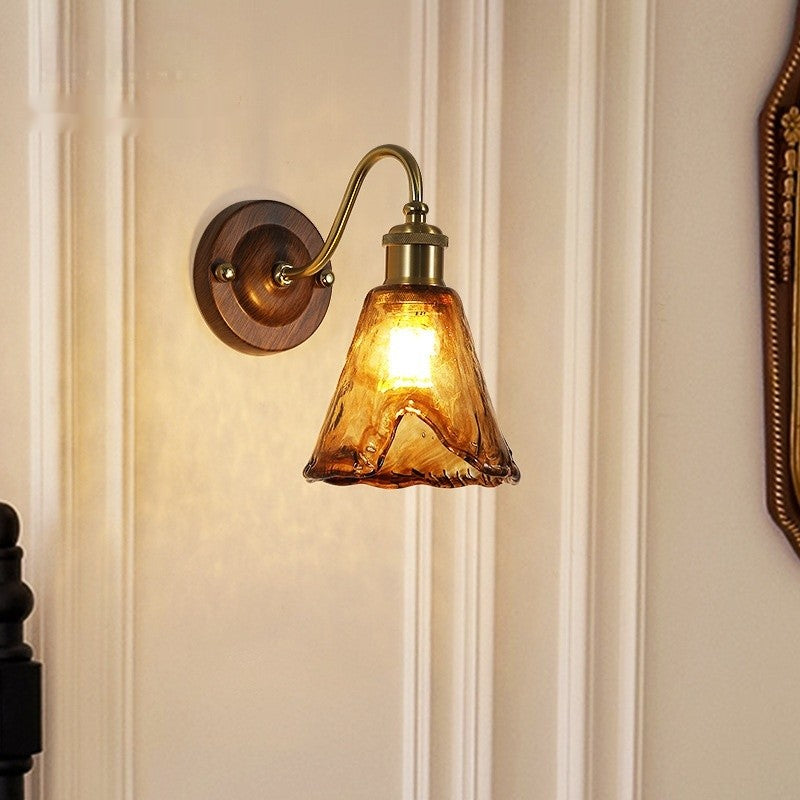 American Retro Amber Glass Wall Lamp