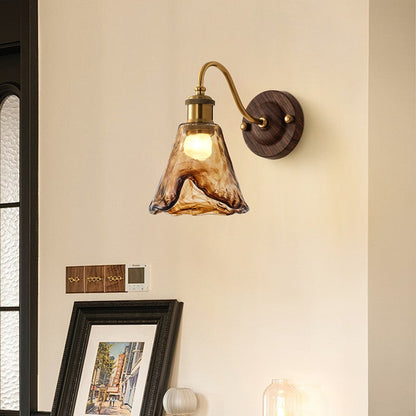 American Retro Amber Glass Wall Lamp