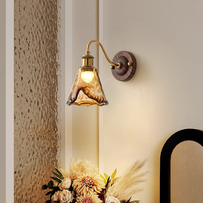 American Retro Amber Glass Wall Lamp