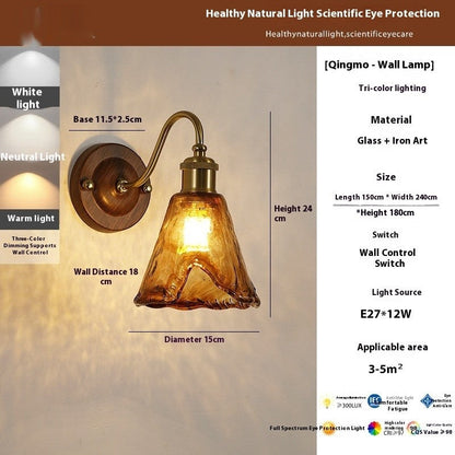 American Retro Amber Glass Wall Lamp