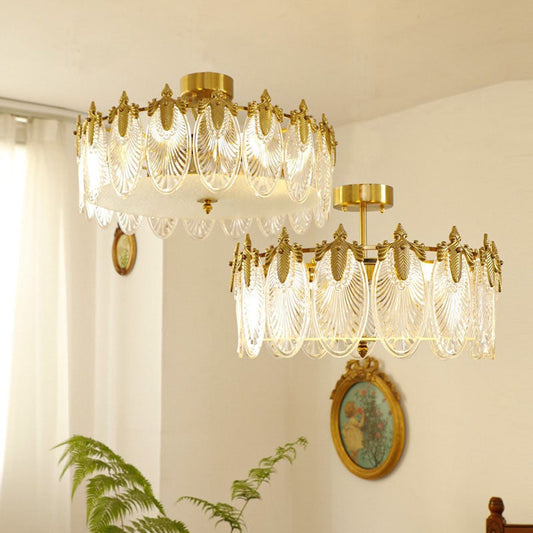American Retro Peacock Glass Crystal Ceiling Chandelier