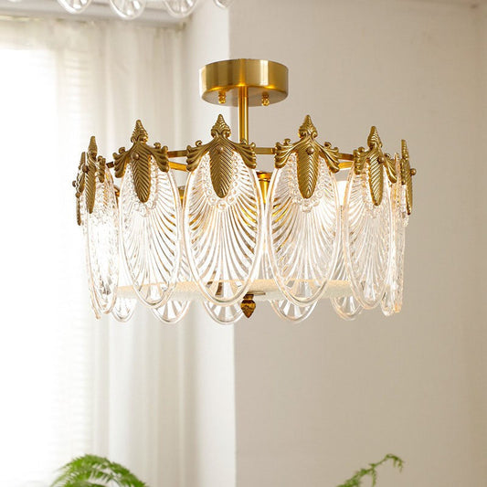 American Retro Peacock Glass Crystal Ceiling Chandelier