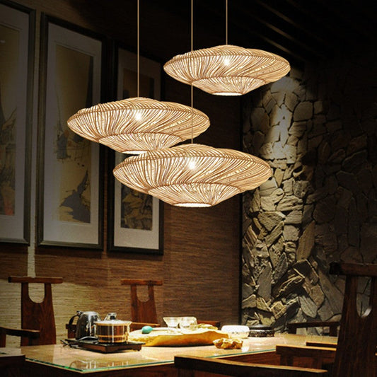 Chinese Zen Rattan Ceiling Light