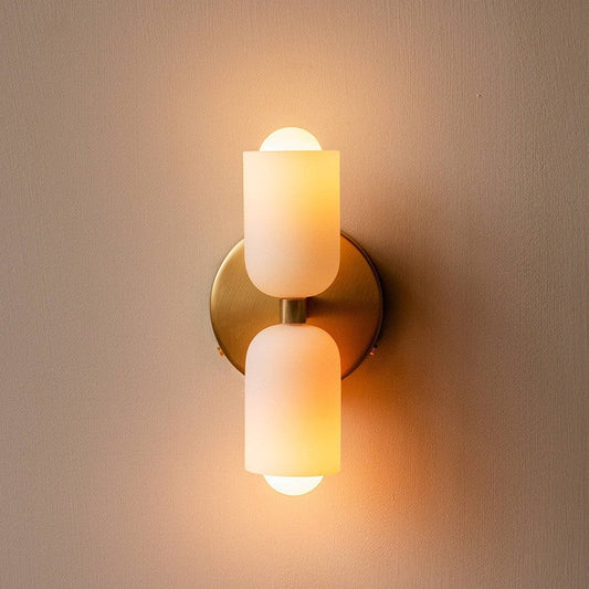 Cream Double-Head Glass Wall Lamp